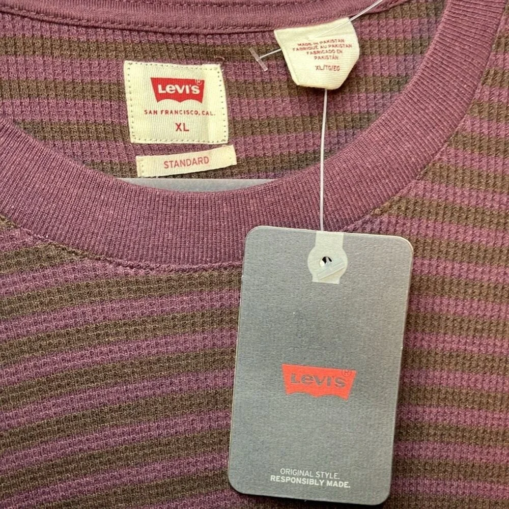 NWT Levi's Thermal Top Long Sleeve Crewneck Pullover Stripes‎ Mens XL